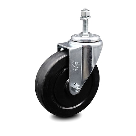 Service Caster 5 Inch Soft Rubber Wheel Swivel 10mm Threaded Stem Caster SCC-TS20S514-SRS-M1015